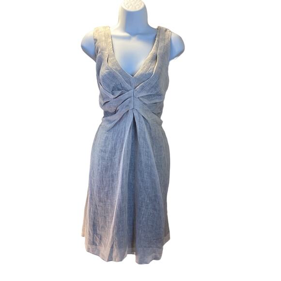 Bailey 44 NWT 100% Linen Beige Ecru Chic Brunch Summer V Neck Dress 12 M $175 US - Picture 1 of 10